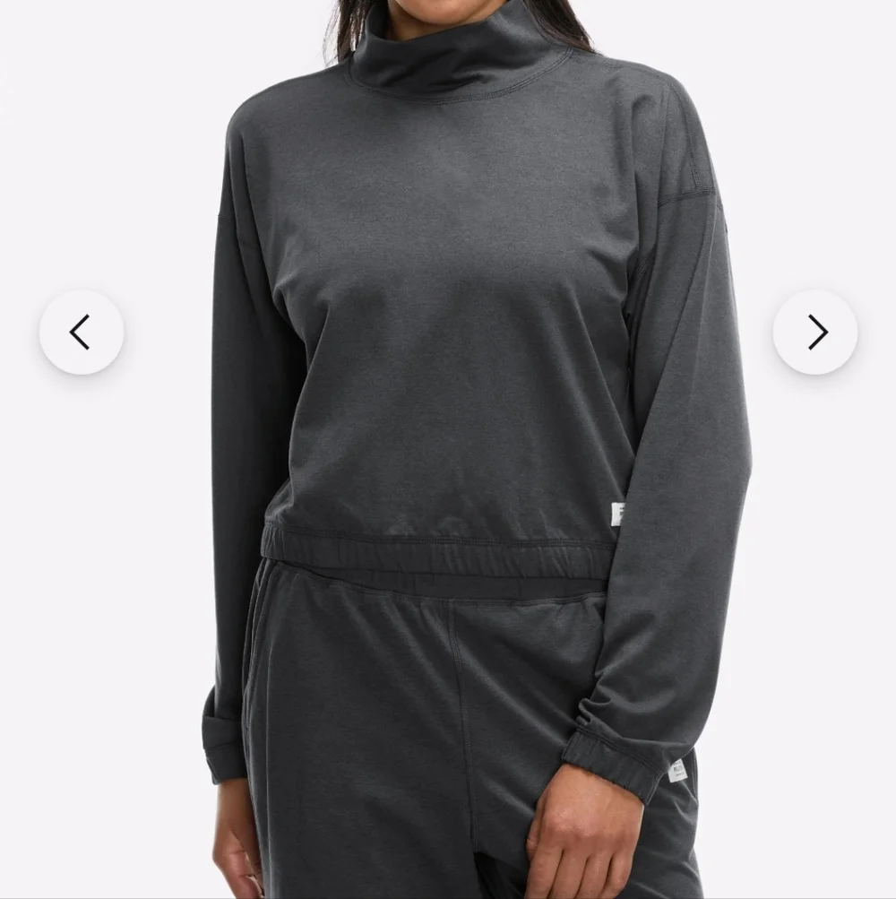 Peloton Dreamblend Charcoal Grey Mock Neck Cropped Pullover Size 1 X - Picture 2 of 7